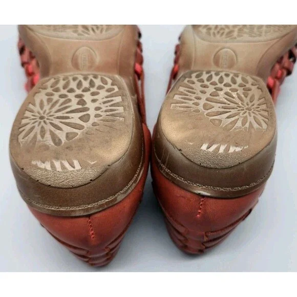 Footsmart Tejidas Women's Leather Sandals Brown Red 8M Closed Toe 90's Y2K - Picture 8 of 16